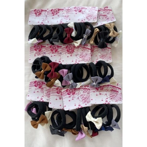 12li Karışık Renk Kurdele Figürlü Lastik Toka Set