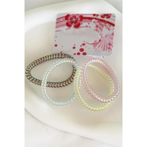 4lü Pembe Renkli Helezon Hologramlı Lastik Toka