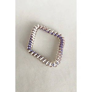 Açık Kahve Renk Lacivert Çizgili Helezon Lastik Toka