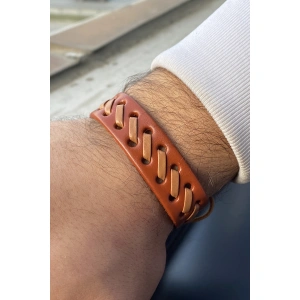 Açık Kahverengi Erkek Deri Bileklik