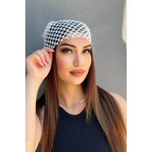 Beyaz Renk Simli Fular