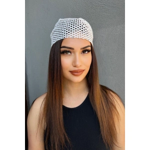 Beyaz Renk Simli Fular