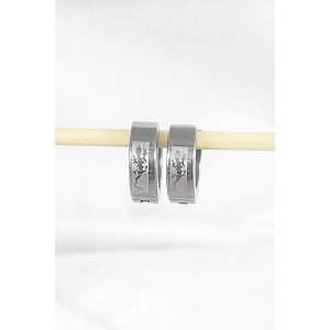 Gümüş Renk Kertenkele Desenli Unisex Halka Küpe (Çift)