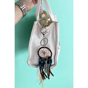 Koyu Kahverengi Renk Boncuklu Rüya Kapanı Detaylı Anahtarlık