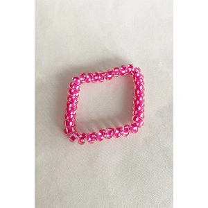 Pembe Renk Puantiyeli Helezon Lastik Toka