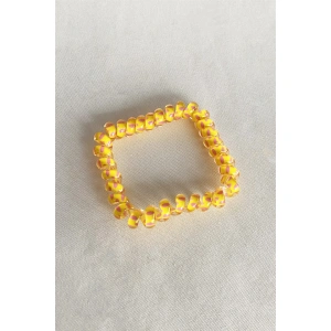 Sarı Renk Pembe Puantiyeli Helezon Lastik Toka