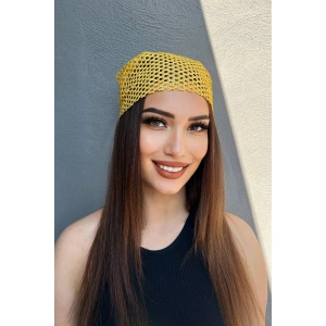 Sarı Renk Simli Fular