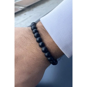 Siyah Renk Mat Boncuklu Erkek Bileklik