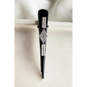 Siyah Renk Taşlı Pens Toka