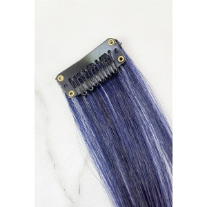 Yan Çıt Çıt Postiş / Lacivert Renk Siyah Ombre/ 50 Cm