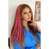 Yan Çıt Çıt Postiş / Neon Pembe Renk / 50 Cm