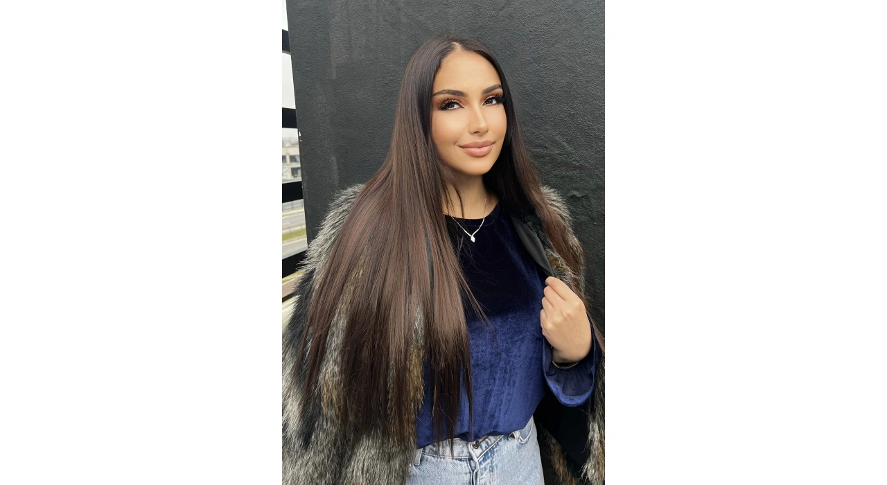 Isıya Dayanıklı Yarım Ay Saç Çıt Çıt / Düz / Koyu Kestane / 60Cm / 110Gr (4#)