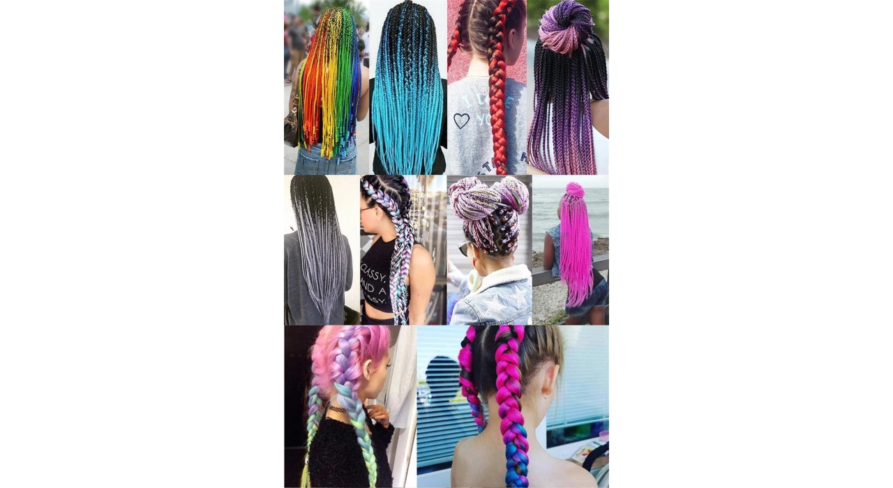 Sarı Pembe İki Renk Ombreli Afrika Zenci Örgüsü Box Braid Sentetik Saç 60cm 100gr