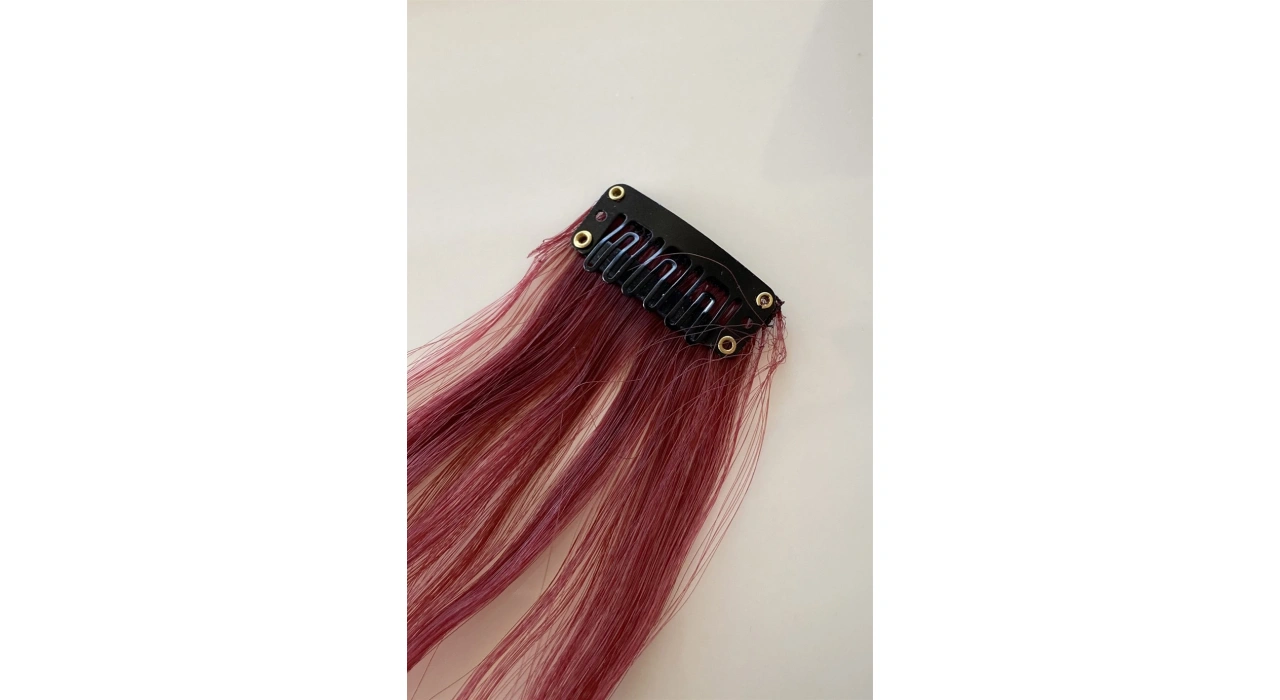 Yan Çıt Çıt Postiş / Bordo Dalgalı / 50 Cm