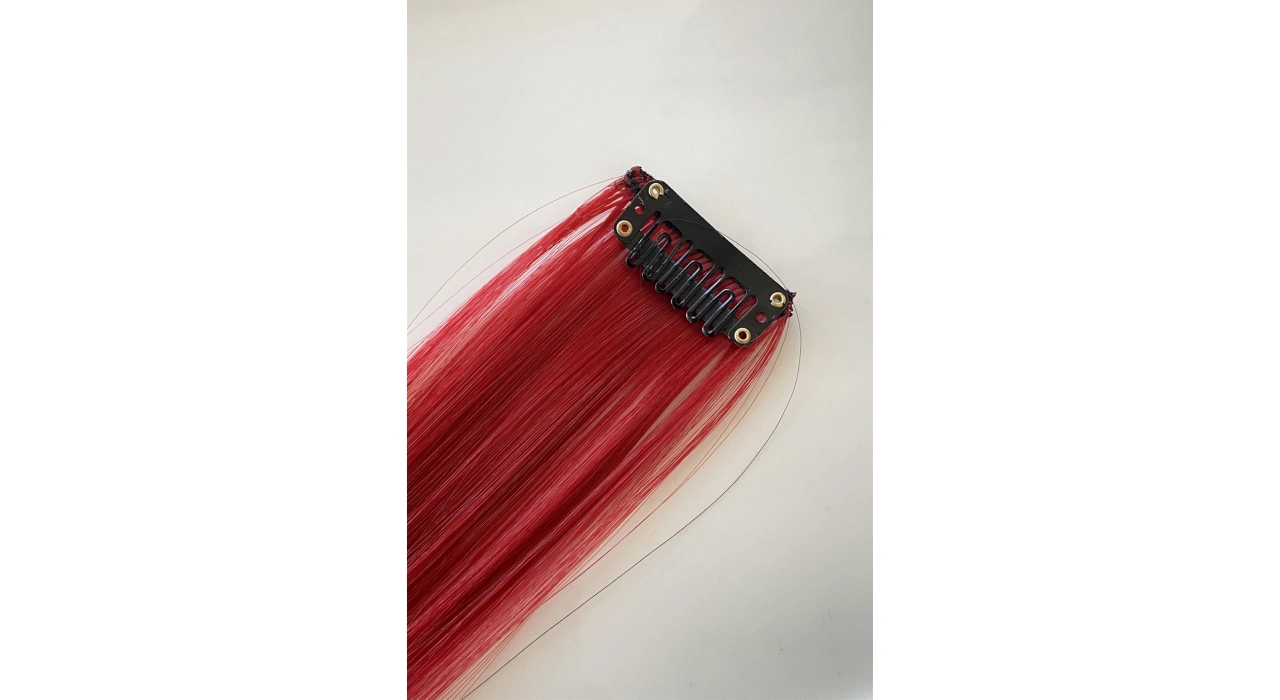 Yan Çıt Çıt Postiş / Bordo Renk / 50 Cm