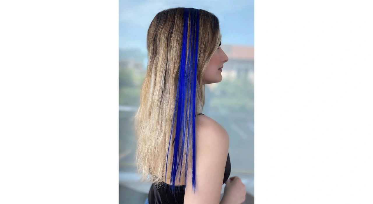 Yan Çıt Çıt Postiş / Lacivert Renk / 50 Cm