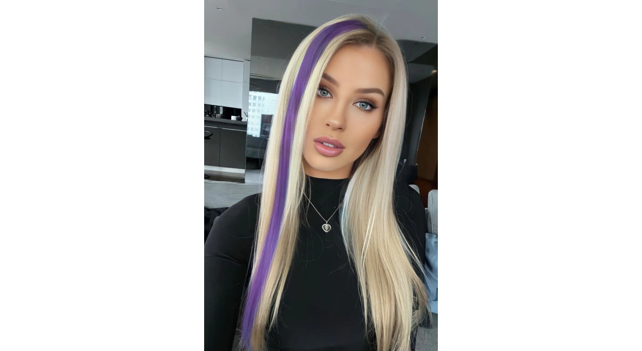 Yan Çıt Çıt Postiş / Mor / 50 Cm