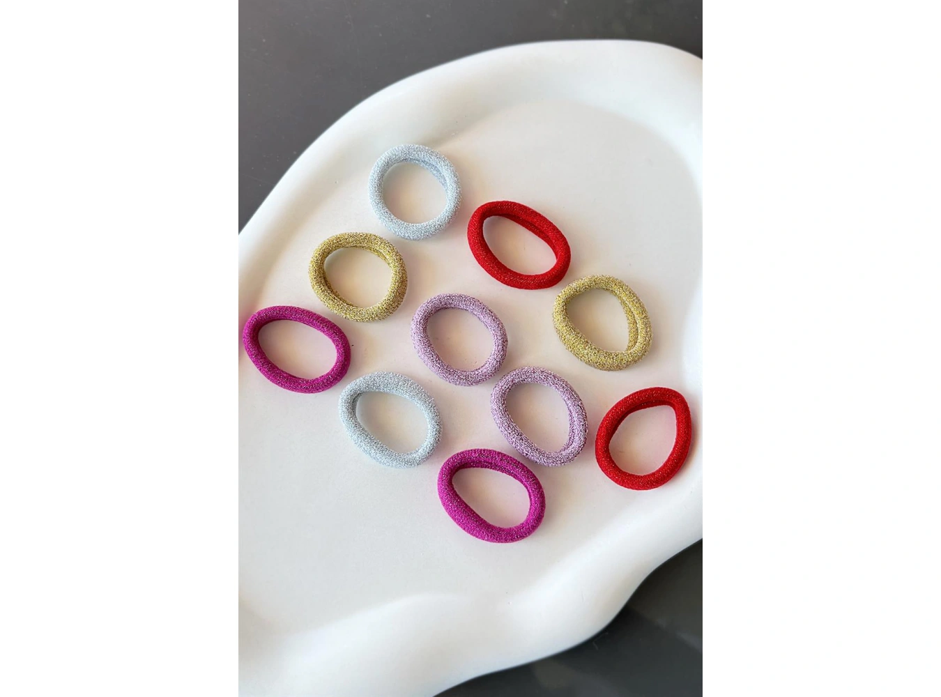 10lu Karışık Renk Simli Havlu Lastik Toka