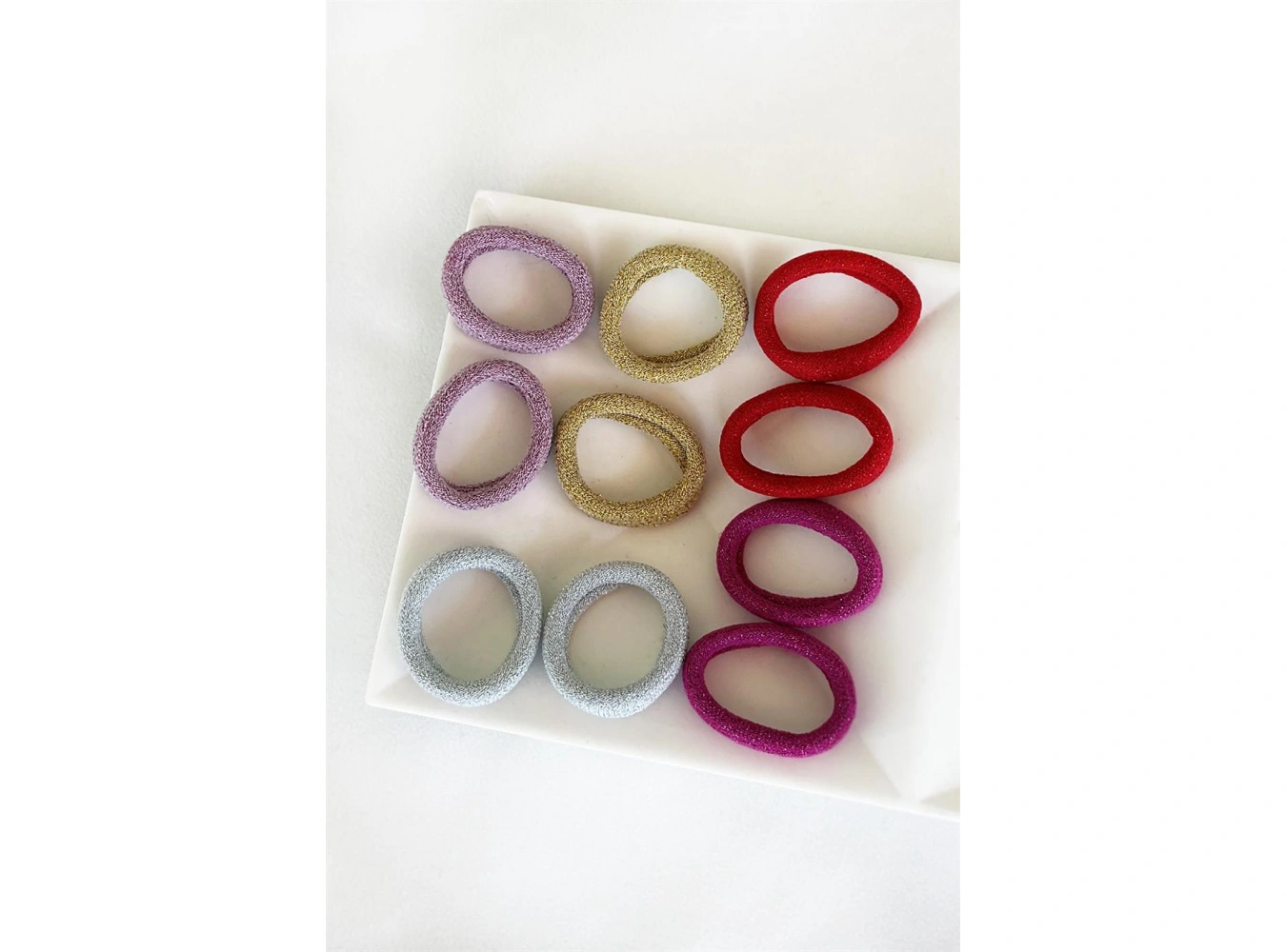 10lu Karışık Renk Simli Havlu Lastik Toka