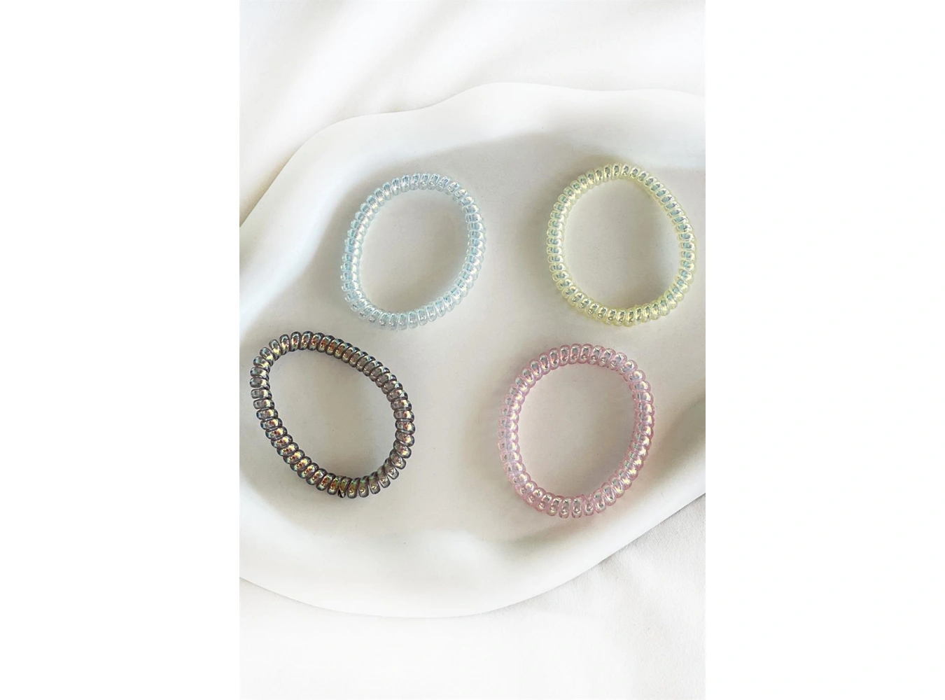 4lü Pembe Renkli Helezon Hologramlı Lastik Toka