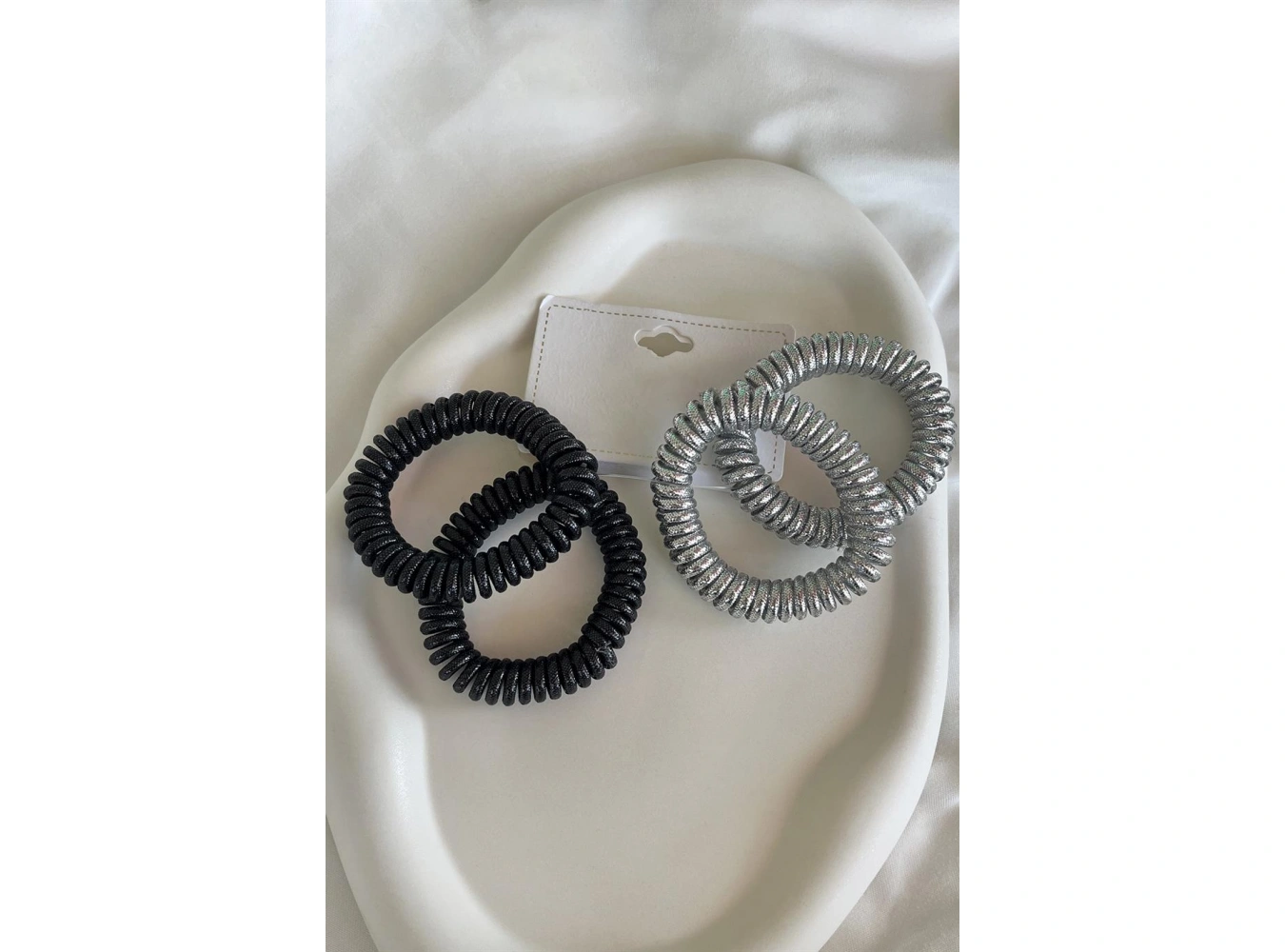 4lü Siyah Ve Gri Renk Helezon Lastik Toka