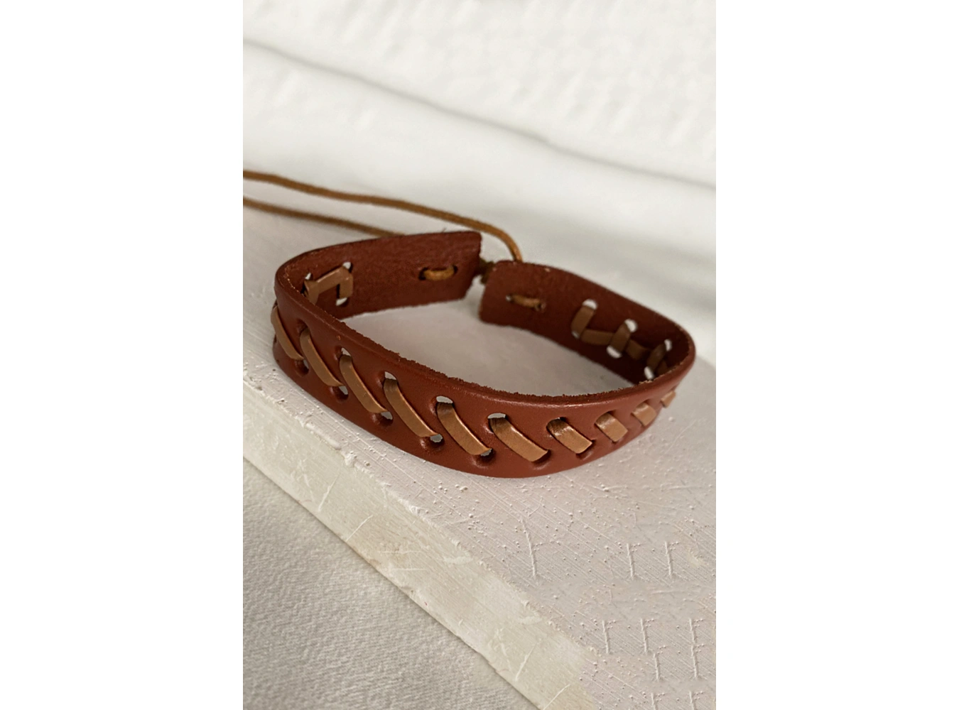 Açık Kahverengi Erkek Deri Bileklik