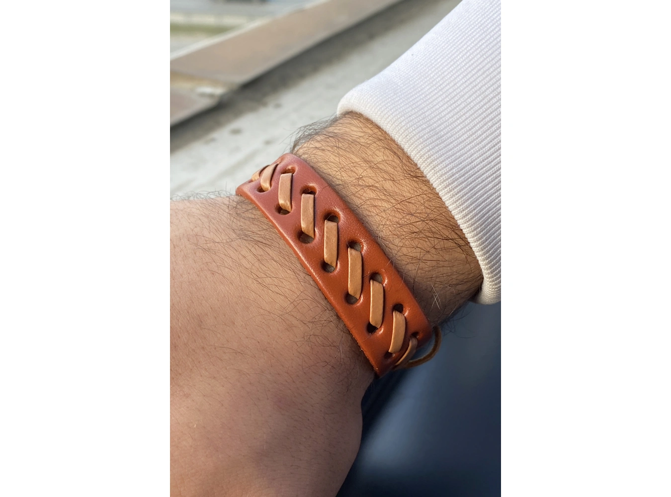 Açık Kahverengi Erkek Deri Bileklik