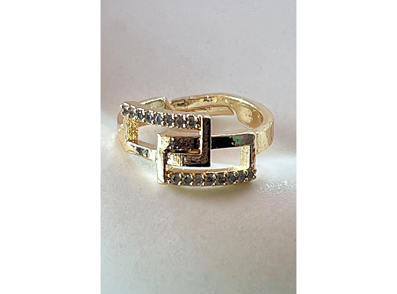 Altın Renk Taşlı Ayarlanabilir Yüzük