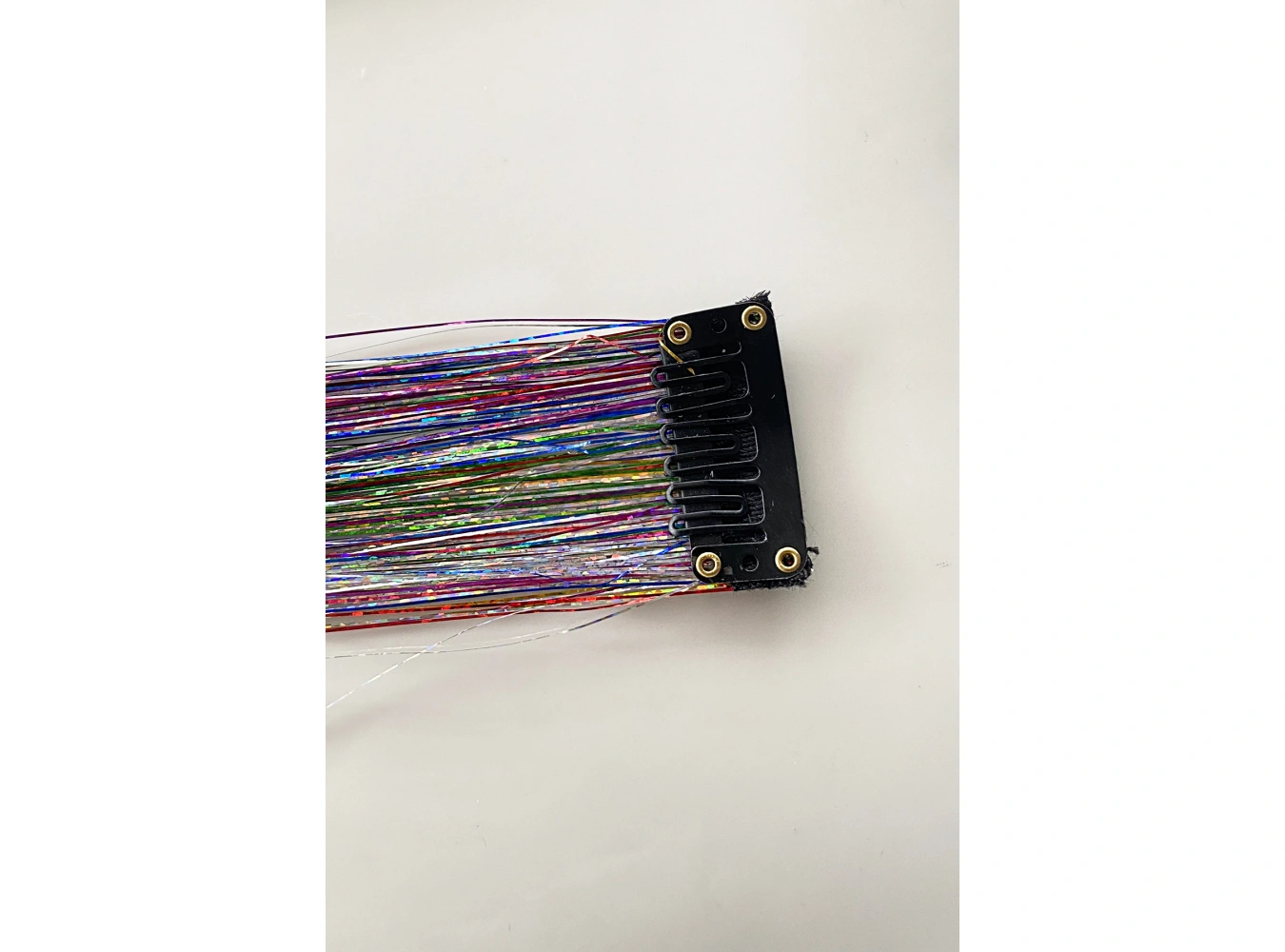 Çok Renkli Simli Yan Çıt Çıt Postiş 50 Cm