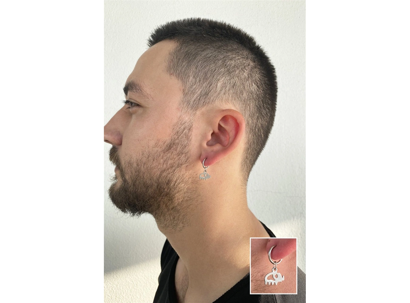 Gümüş Renk Fil Figürlü Sıkıştırmalı Küpe (Tek)