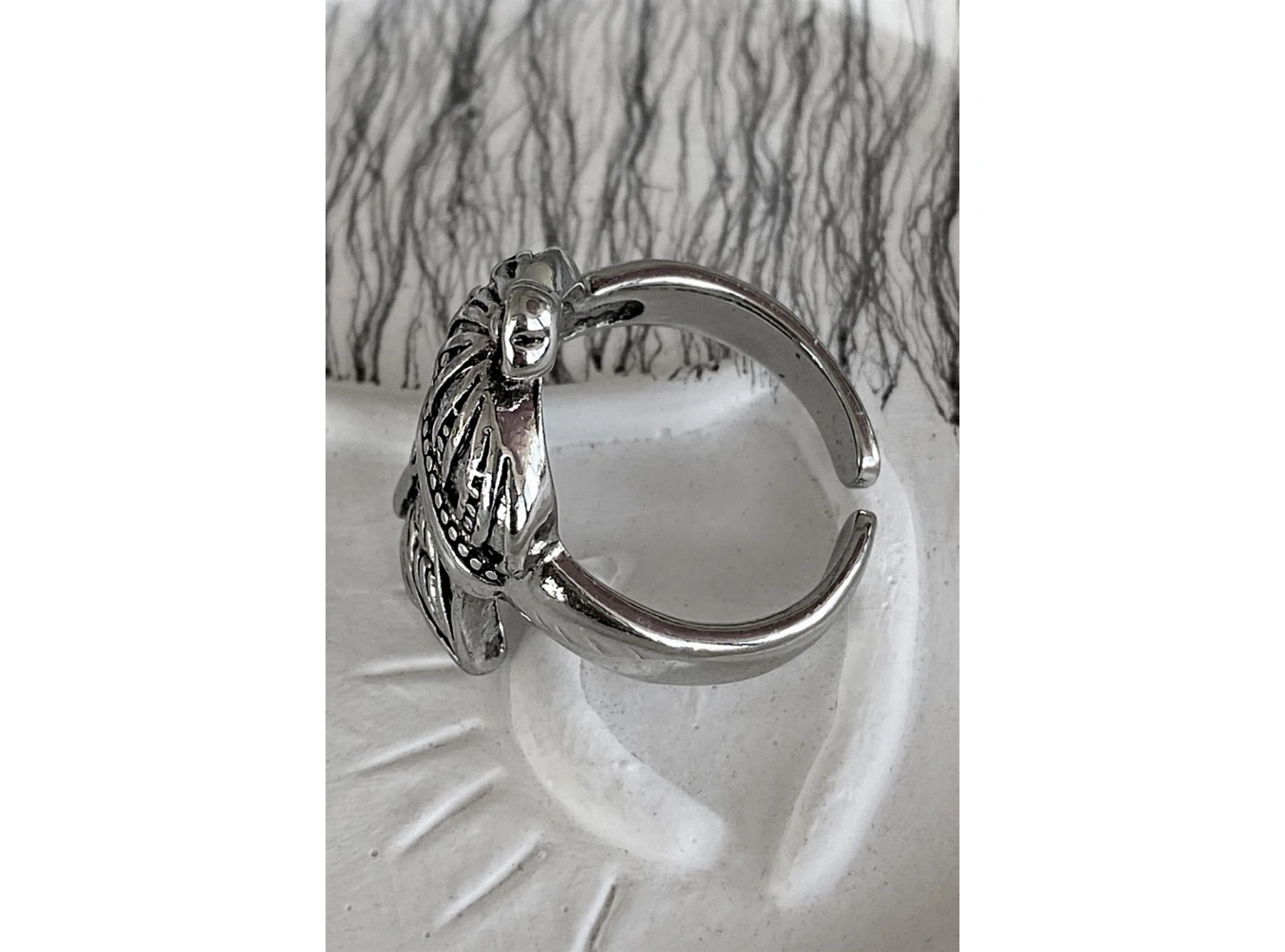 Gümüş Renk Kral Tacı Figürlü Ayarlanabilir Erkek Yüzük