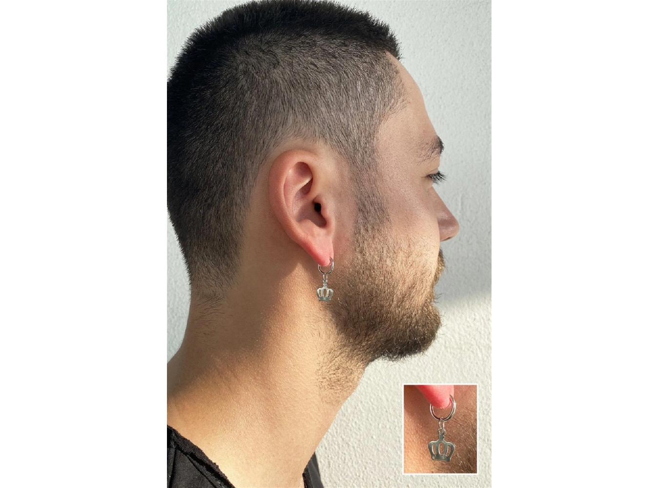 Gümüş Renk Kraliçe Tacı Sıkıştırmalı Küpe (Tek)