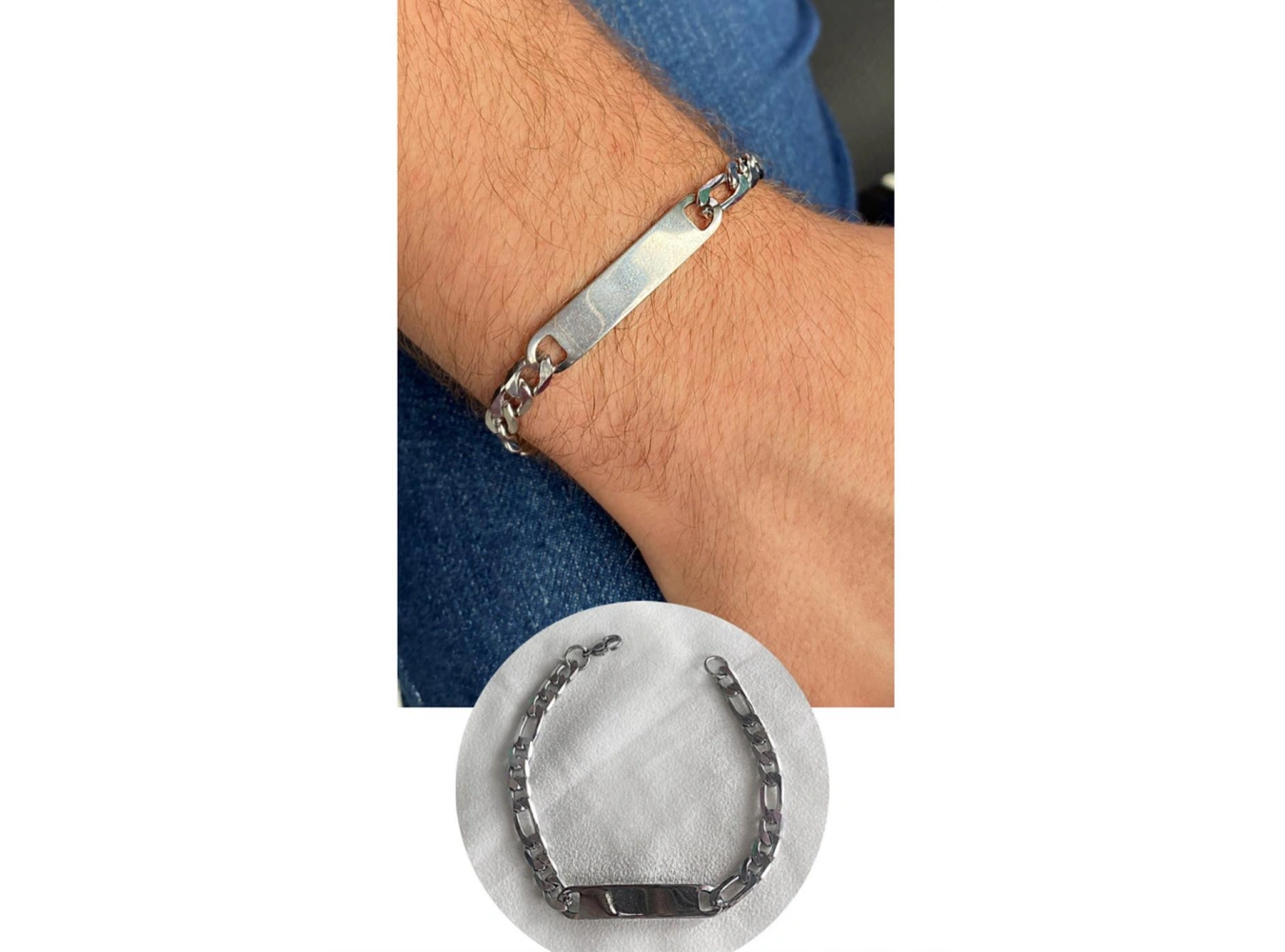 Gümüş Renk Zincir Çelik Bileklik (Unisex)