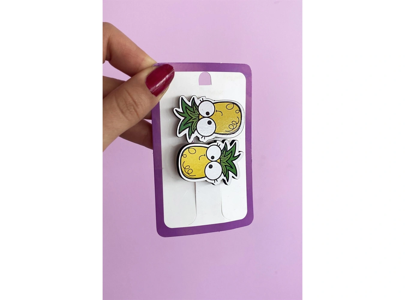 İkili Ananas Figürlü Çocuk Pens Toka Set