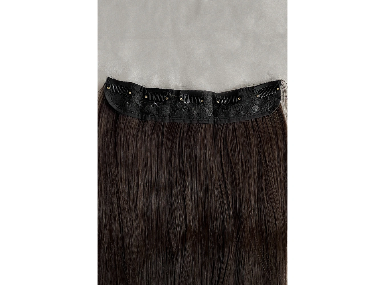 Isıya Dayanıklı Yarım Ay Saç Çıt Çıt / Düz / Koyu Kestane / 60Cm / 110Gr (4#)