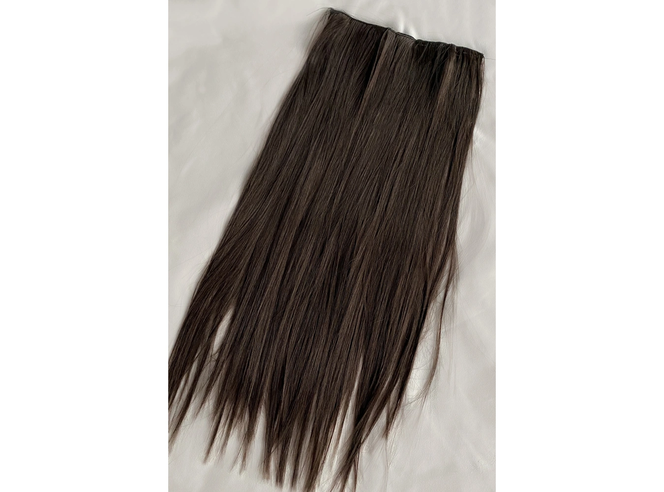 Isıya Dayanıklı Yarım Ay Saç Çıt Çıt / Düz / Koyu Kestane / 60Cm / 110Gr (4#)