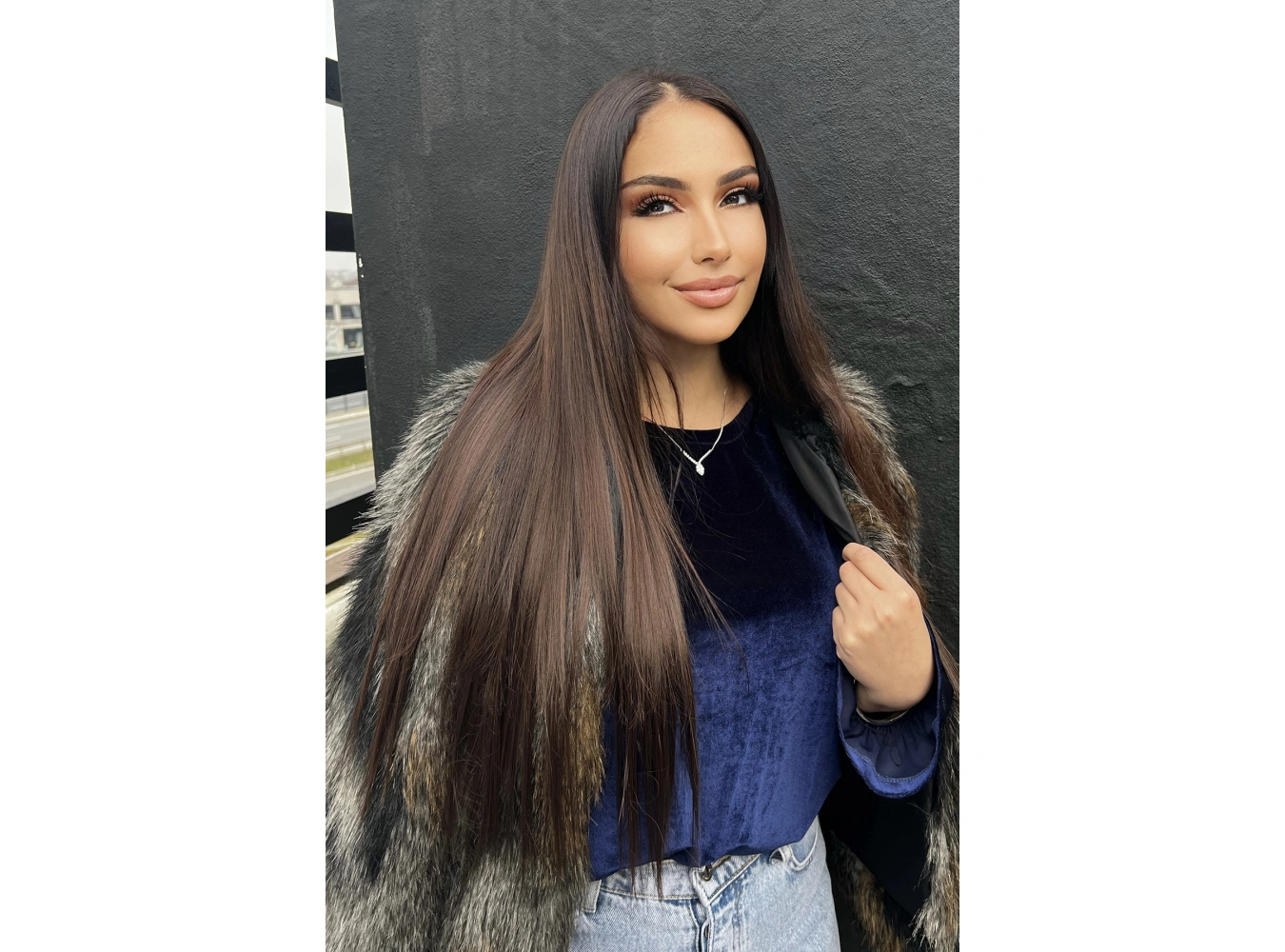 Isıya Dayanıklı Yarım Ay Saç Çıt Çıt / Düz / Koyu Kestane / 60Cm / 110Gr (4#)