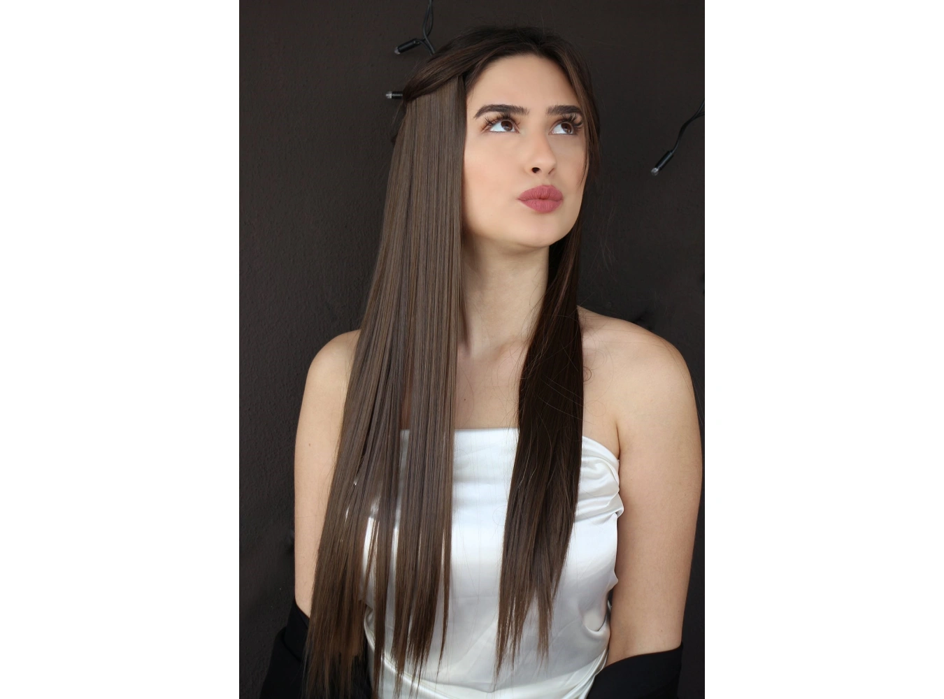 Isıya Dayanıklı Yarımay Çıt Çıt Saç - HT6K - Kestane Kahvesi - Düz - 60 Cm - 110 Gr (Begüm)