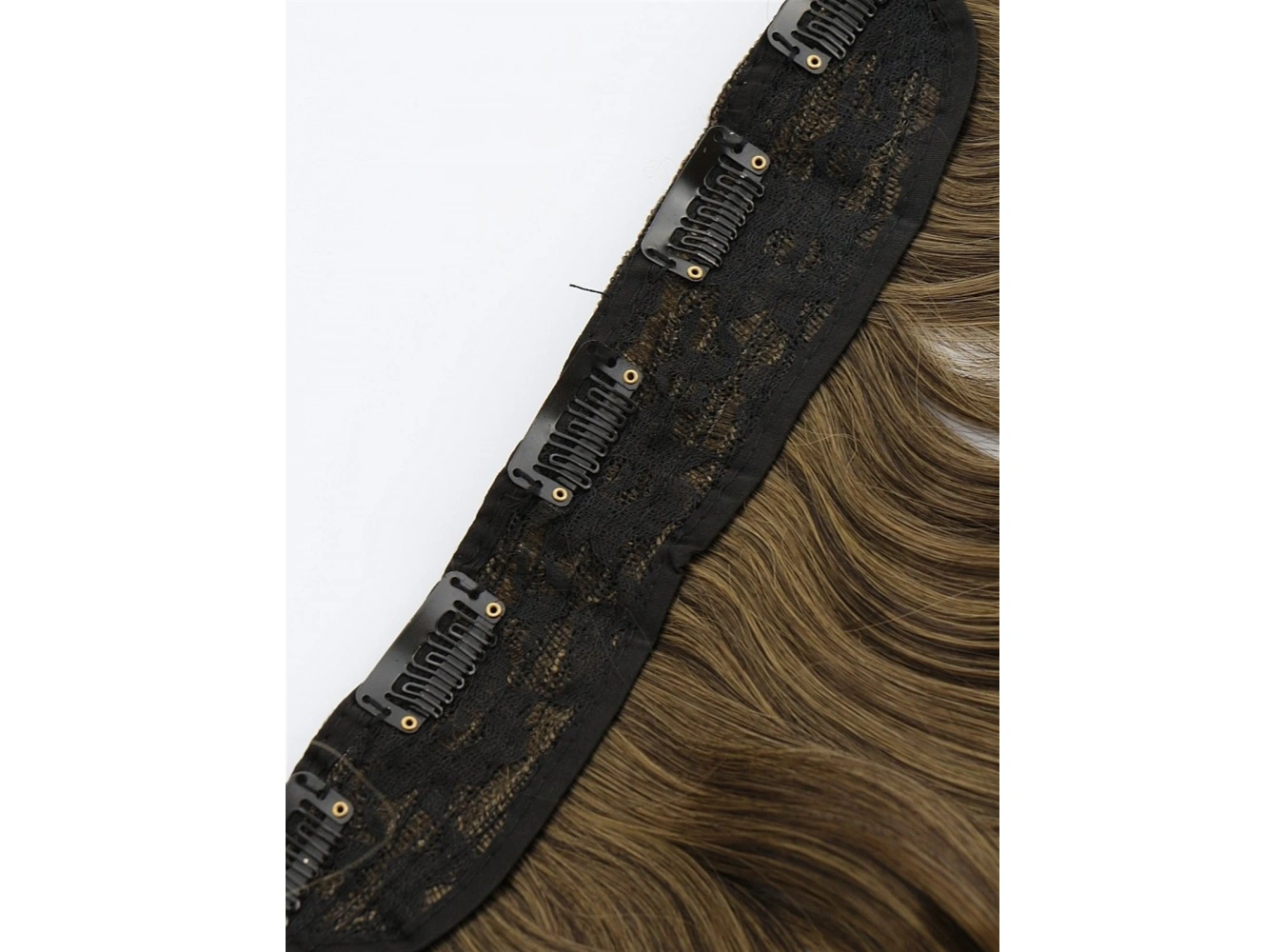 Isıya Dayanıklı Yarımay Çıt Çıt Saç Kahve Sarı Ombre / Dalgalı / 60 Cm / 110 Gr / HT2T27