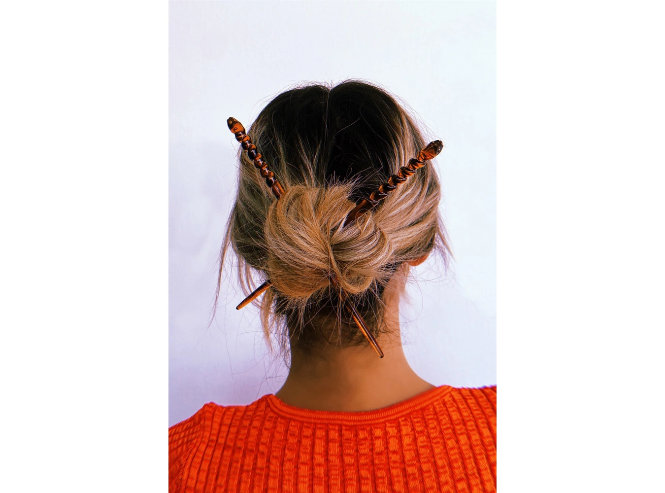 Kahverengi İkili Topuz Tokası