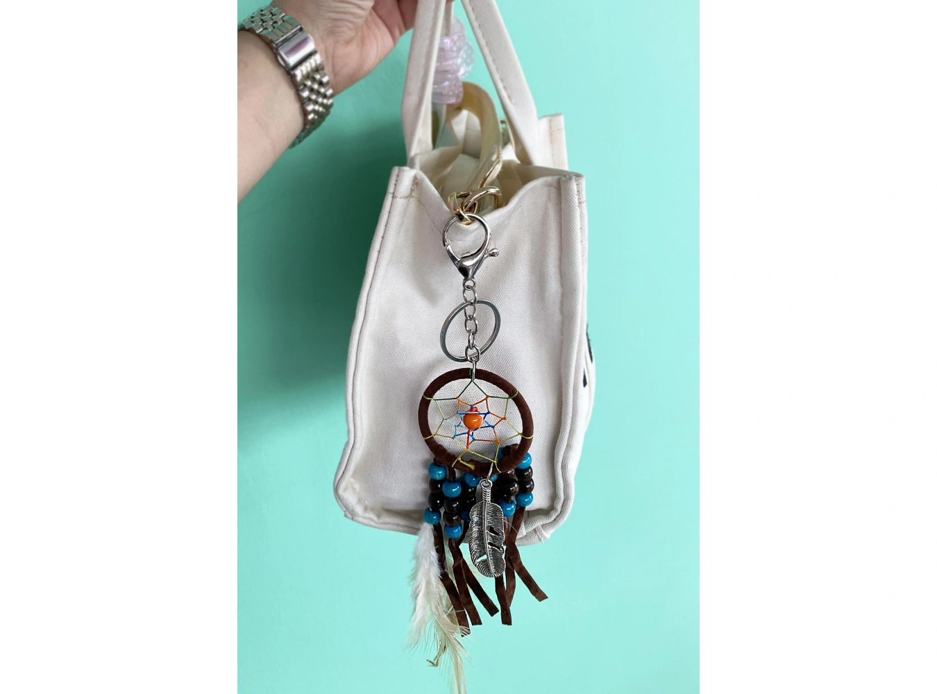 Koyu Kahverengi Renk Boncuklu Rüya Kapanı Detaylı Anahtarlık