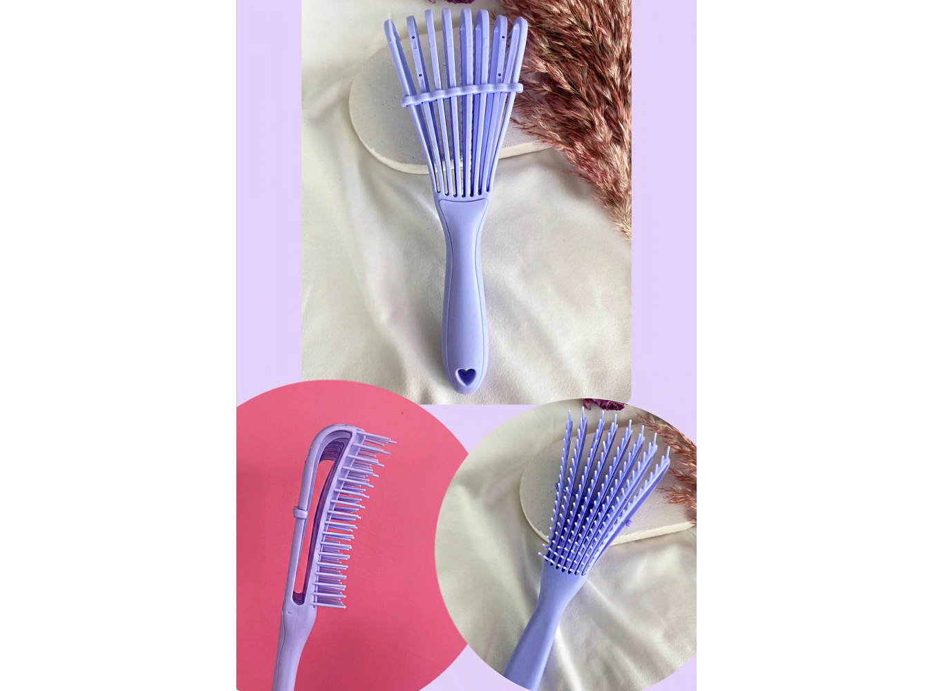 Lila Renk Dolaşık Açıcı Masaj Etkili Elektriklenmeyi Önleyen Saç Fırçası/ Tarak