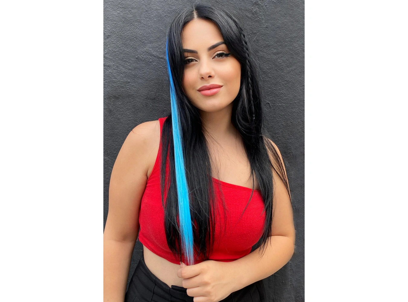 Mavi Renk Ombreli Yan Çıt Çıt Postiş 50 Cm