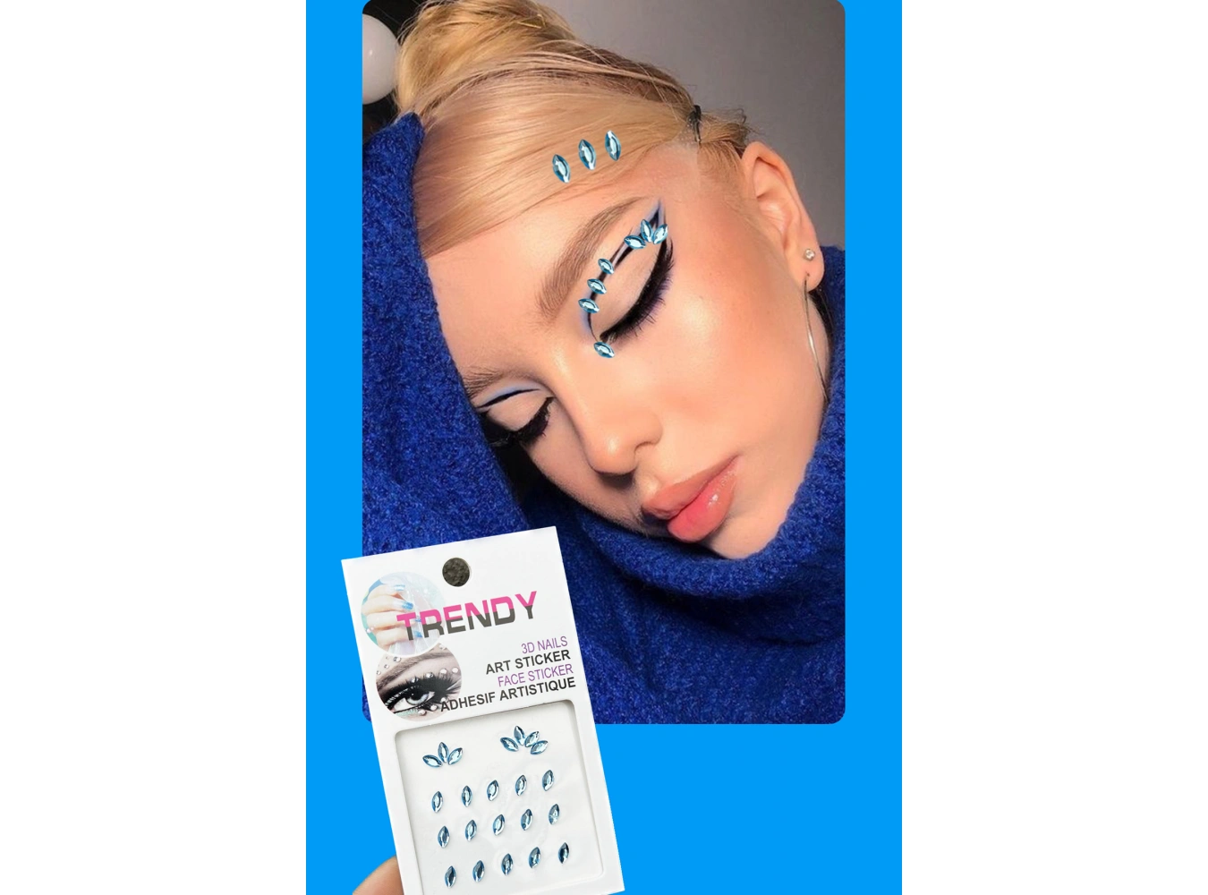 Mavi Renk Vücut Ve Yüz Taşı/ Taşlı Sticker