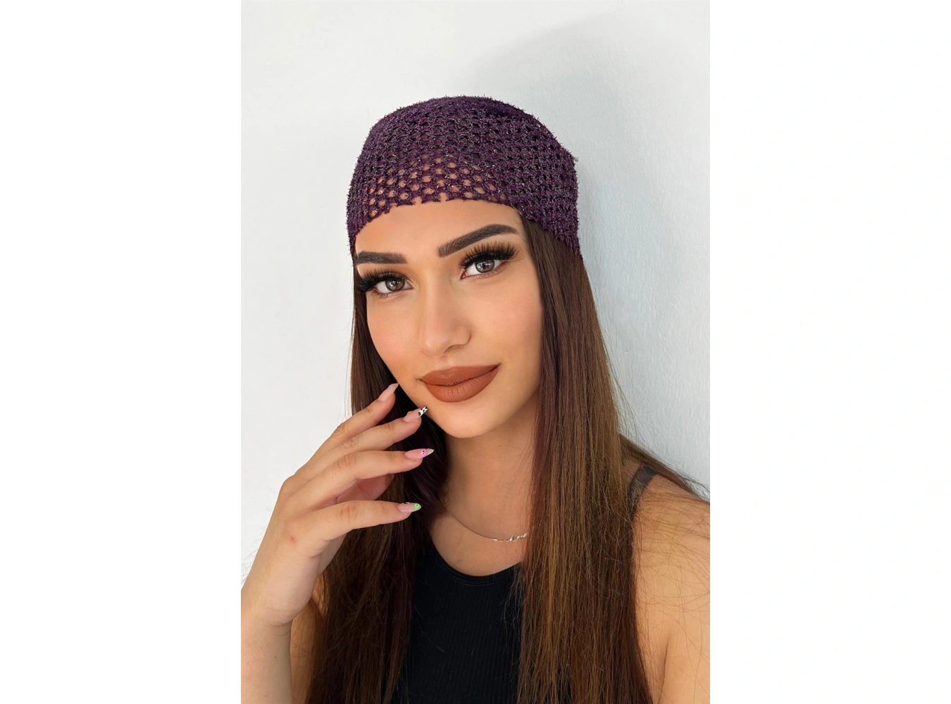 Mor Renk Simli Fular