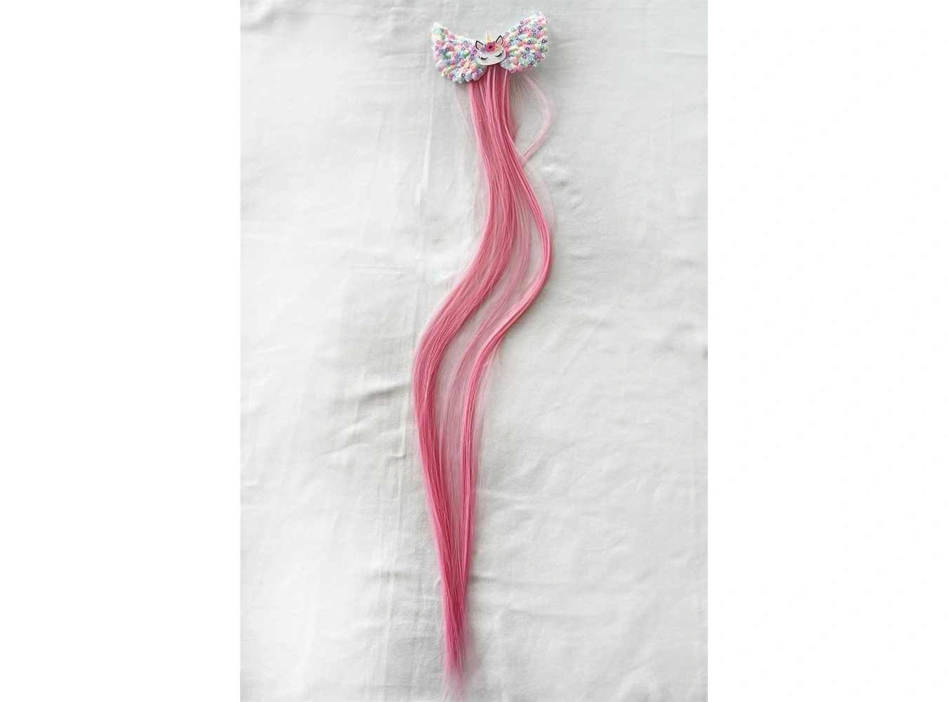 Pembe Renk Saçlı Unicorn Figürlü Yan Toka