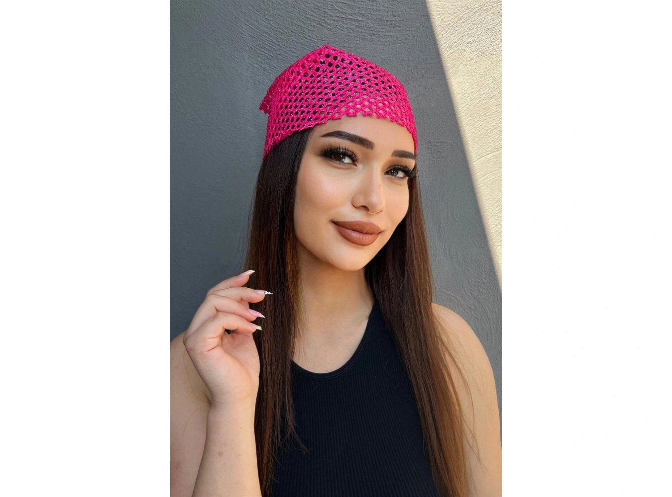 Pembe Renk Simli Fular