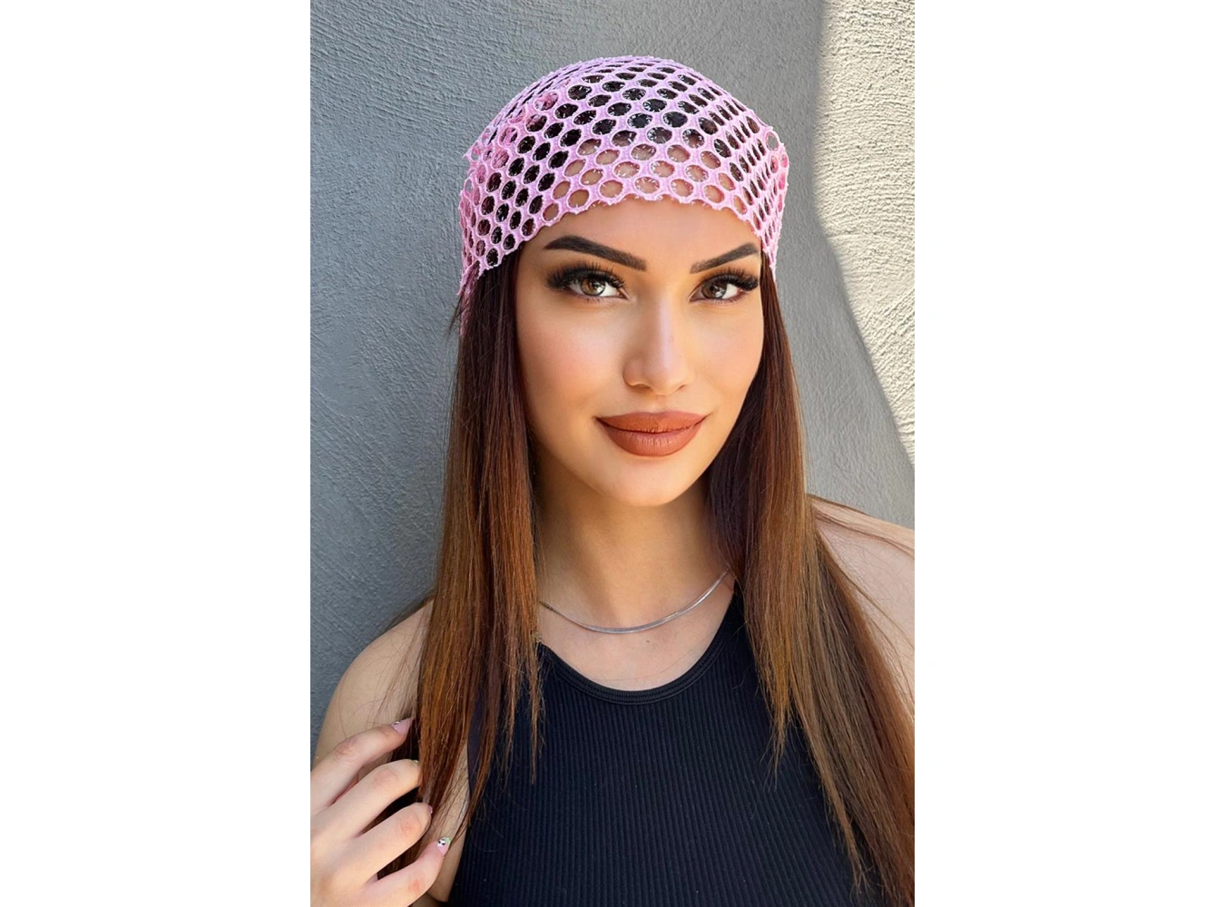 Pembe Renk Simli Fular