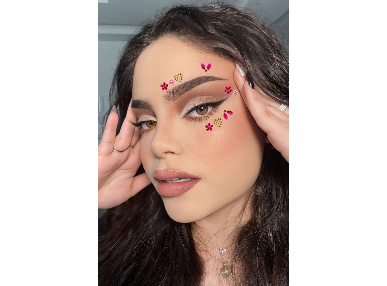 Pembe Renk Telefon Sticker/ Vücut Ve Yüz Sticker