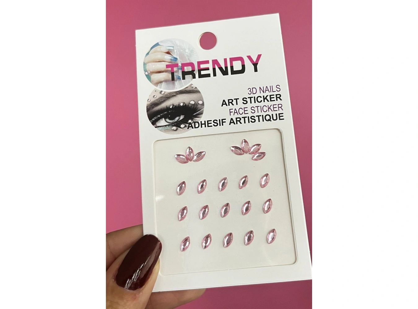 Pembe Renk Vücut Ve Yüz Taşı/ Taşlı Sticker